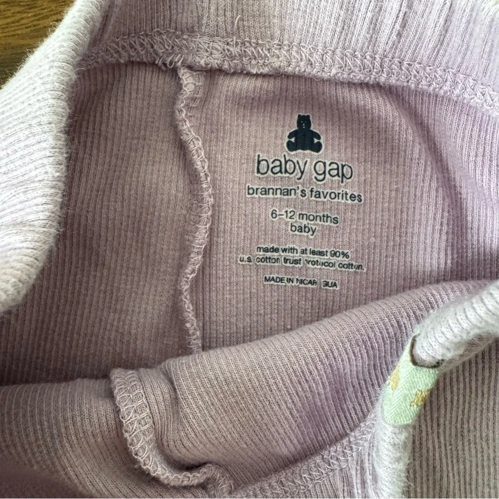 GAP Set of 2 Light Purple and Green Flare Cotton Ribbed Pants Leggings 6-12M